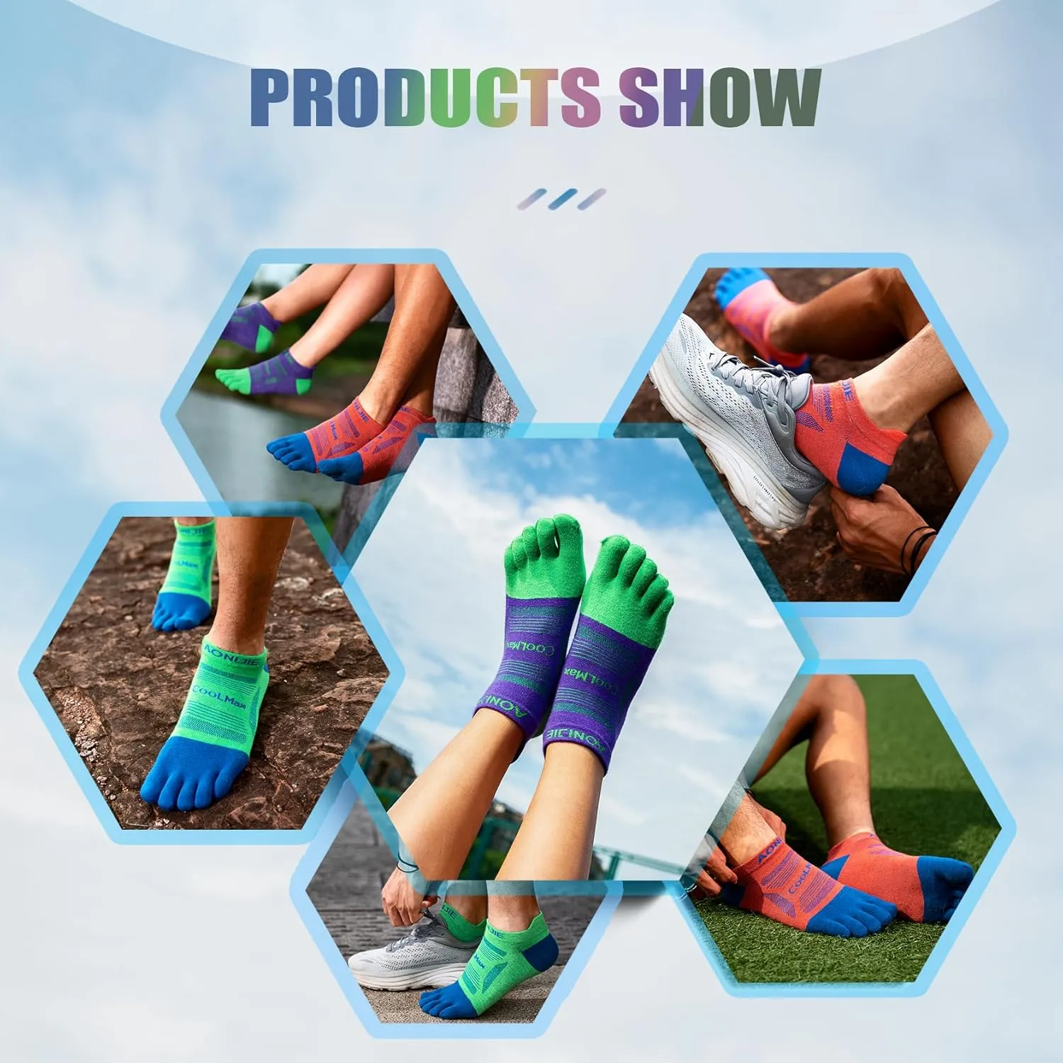 Toe Socks Cool-max Running Socks for Men Women 3 Pairs Athletic Breathable Five Finger Socks