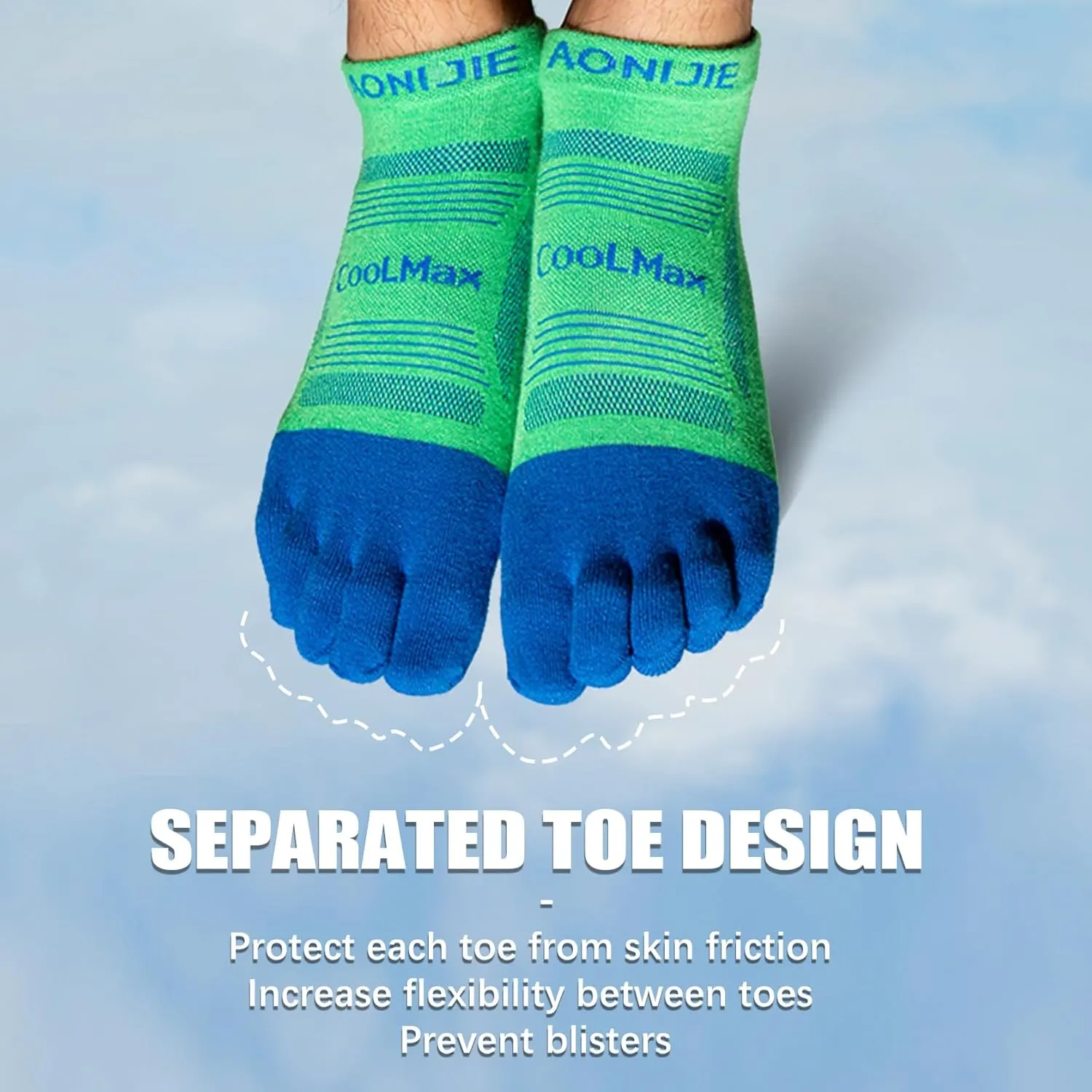 Toe Socks Cool-max Running Socks for Men Women 3 Pairs Athletic Breathable Five Finger Socks