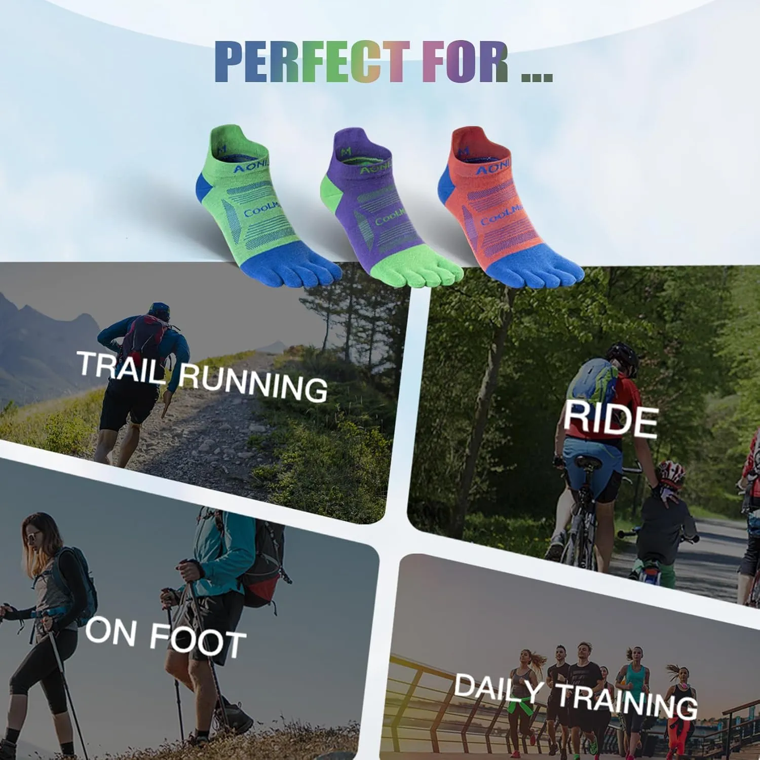 Toe Socks Cool-max Running Socks for Men Women 3 Pairs Athletic Breathable Five Finger Socks
