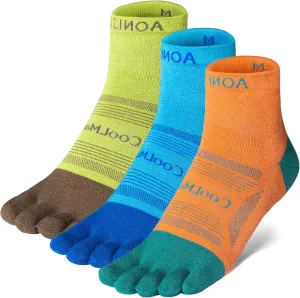 Toe Socks Cool-max Running Socks for Men Women 3 Pairs Athletic Breathable Five Finger Socks