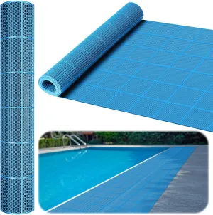 Tondiamo Drainage Pool Flooring Mats Swimming Pool Non Slip Mat PVC Splash Matting Mesh Hollow Doormat Roll for Outdoor Indoor Patio Restaurant Garage Kitchen Bathroom Bars(3 x 20 ft,Blue)