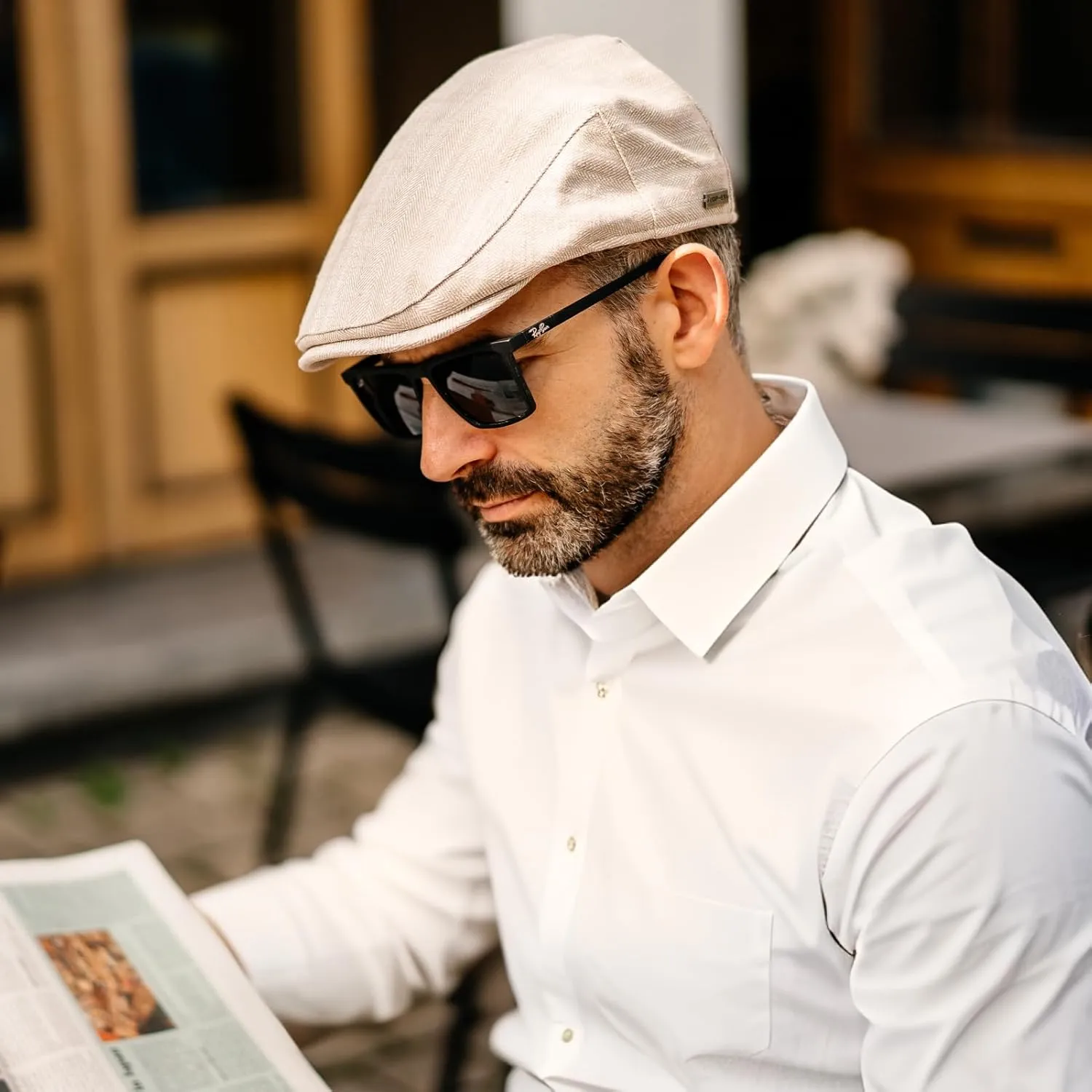 TOP-EX L/XL/XXL 100% Natural Linen Flat Cap Summer Cooling Newsboy Cap