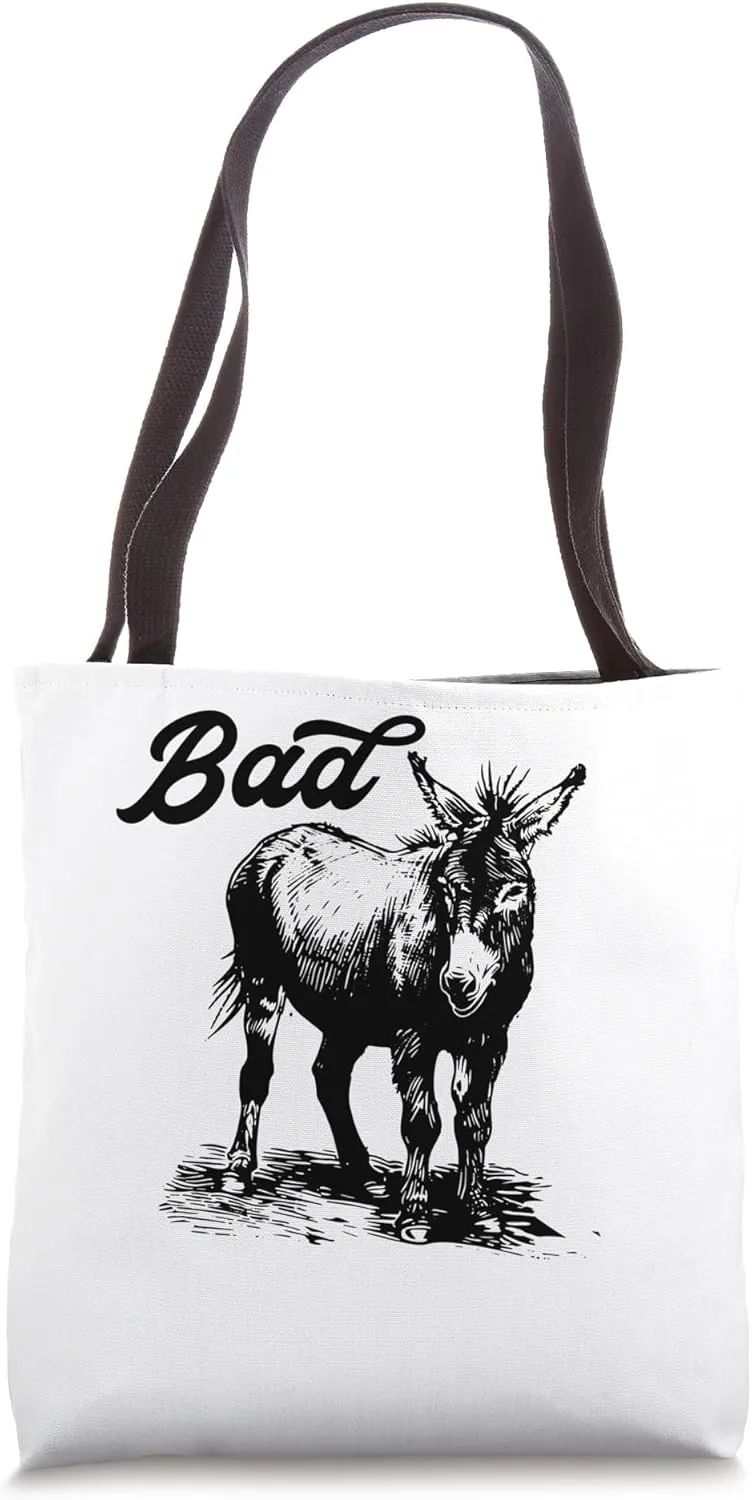 Total Bad Ass Vintage Distressed Retro Donkey Mule Burro Tote Bag