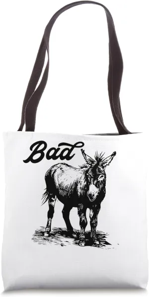 Total Bad Ass Vintage Distressed Retro Donkey Mule Burro Tote Bag