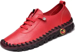 Ultra Soft Orthopedic Shoes for Women Leather Round Toe Flat Shoes Casual Walking Shoes with Arch Support Comfort Breathable