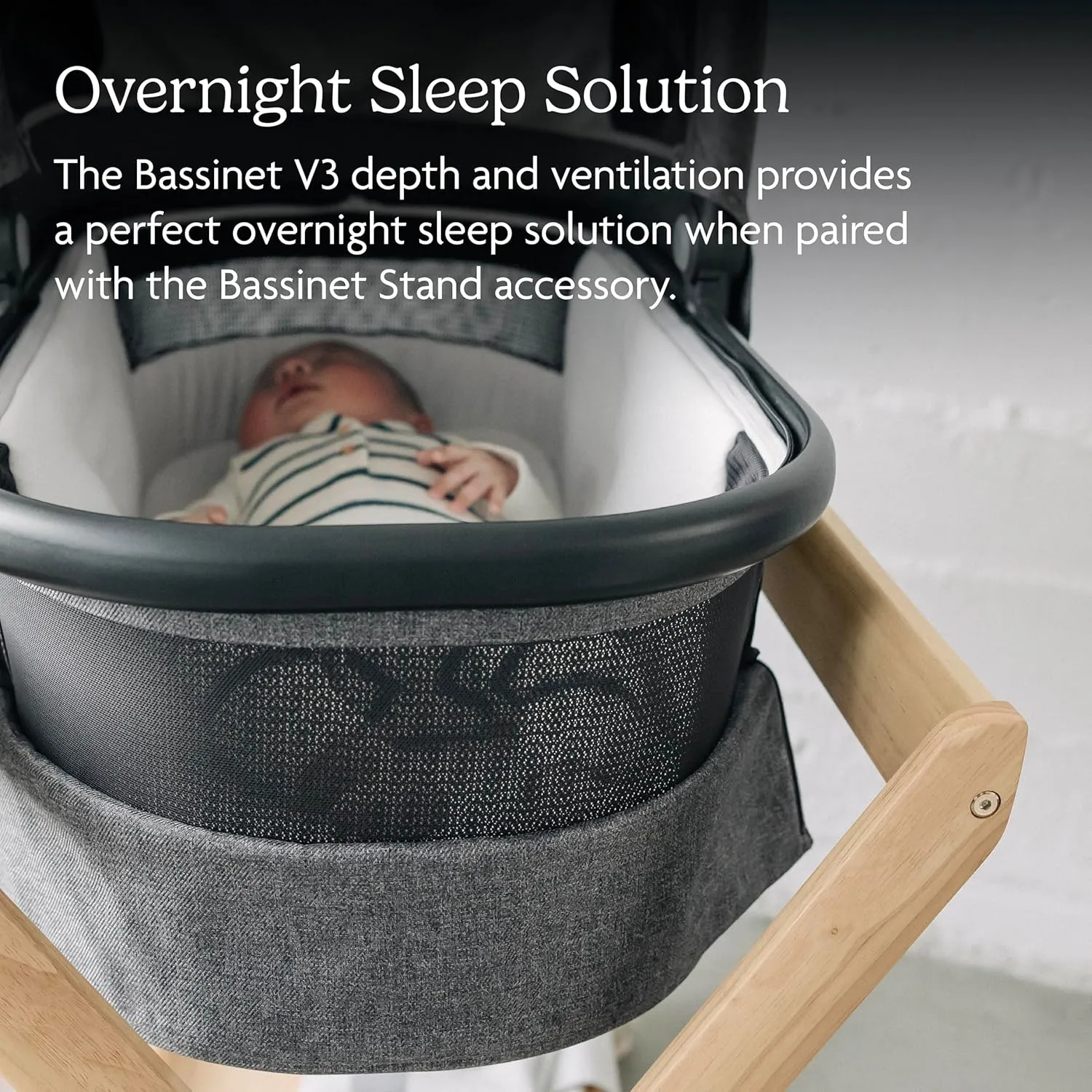 UPPAbaby Bassinet V3 - Compatible with Vista, Cruz, Ridge Strollers - Overnight Sleep Solution - Mattress, Sheet and Bug Shield Included - Jake (Charcoal/Carbon Frame)