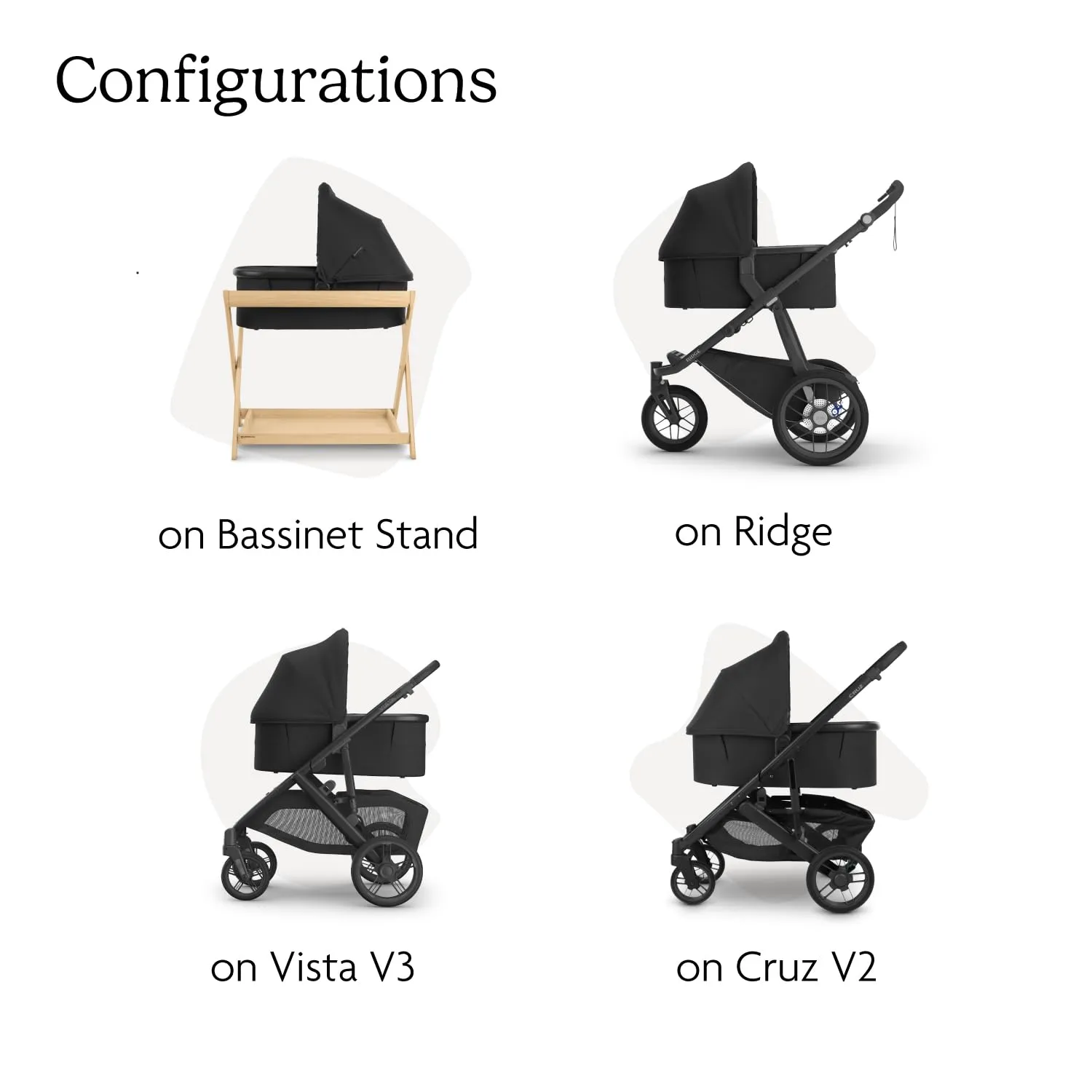 UPPAbaby Bassinet V3 - Compatible with Vista, Cruz, Ridge Strollers - Overnight Sleep Solution - Mattress, Sheet and Bug Shield Included - Jake (Charcoal/Carbon Frame)