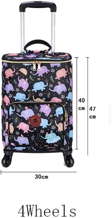Utility Shopping Cart Aluminum Foil Tin Insulation Trolley Bag Handbag Shopping Bag Wheels Woman Elder Folding Shopping Cart Portable Grocery Cart to Save Space (Color : A)