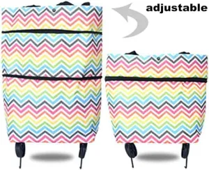 Utility Shopping Cart Oxford Cloth Folding Shopping Cart Laundry Grocery Trolley Shopping Bag 2 Wheels Portable Tug Car Portable Grocery Cart to Save Space (Color : B)