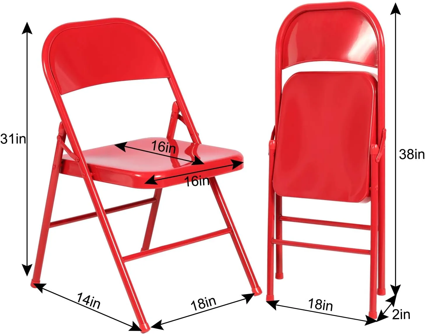 VECELO Metal Folding Chairs 4 Pack, Double Hinged Steel Frame Easy Foldable&Stackable for Office Kitchen Dinning Wedding Patio and Garden