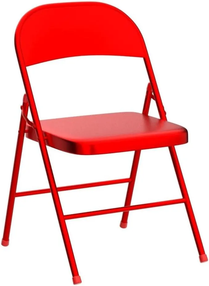 VECELO Metal Folding Chairs 4 Pack, Double Hinged Steel Frame Easy Foldable&Stackable for Office Kitchen Dinning Wedding Patio and Garden