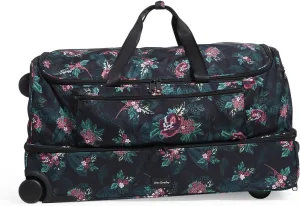 Vera Bradley Women's Recycled Lighten Up Reactive Xl Foldable Rolling Duffle Luggage, Rose Foliage, One Size
