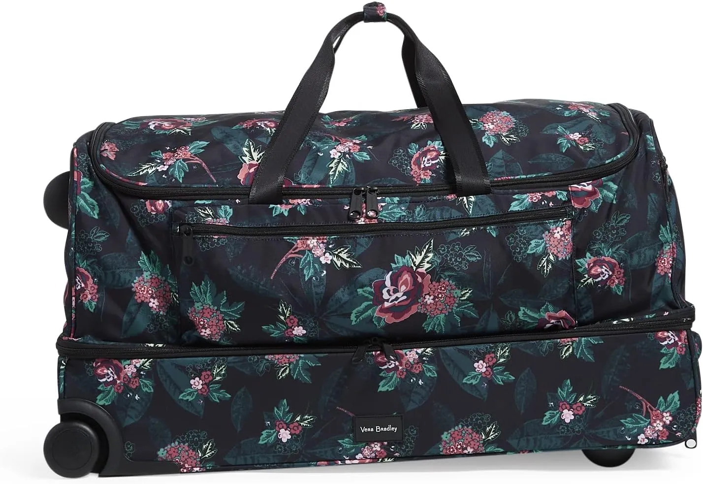 Vera Bradley Women's Recycled Lighten Up Reactive Xl Foldable Rolling Duffle Luggage, Rose Foliage, One Size