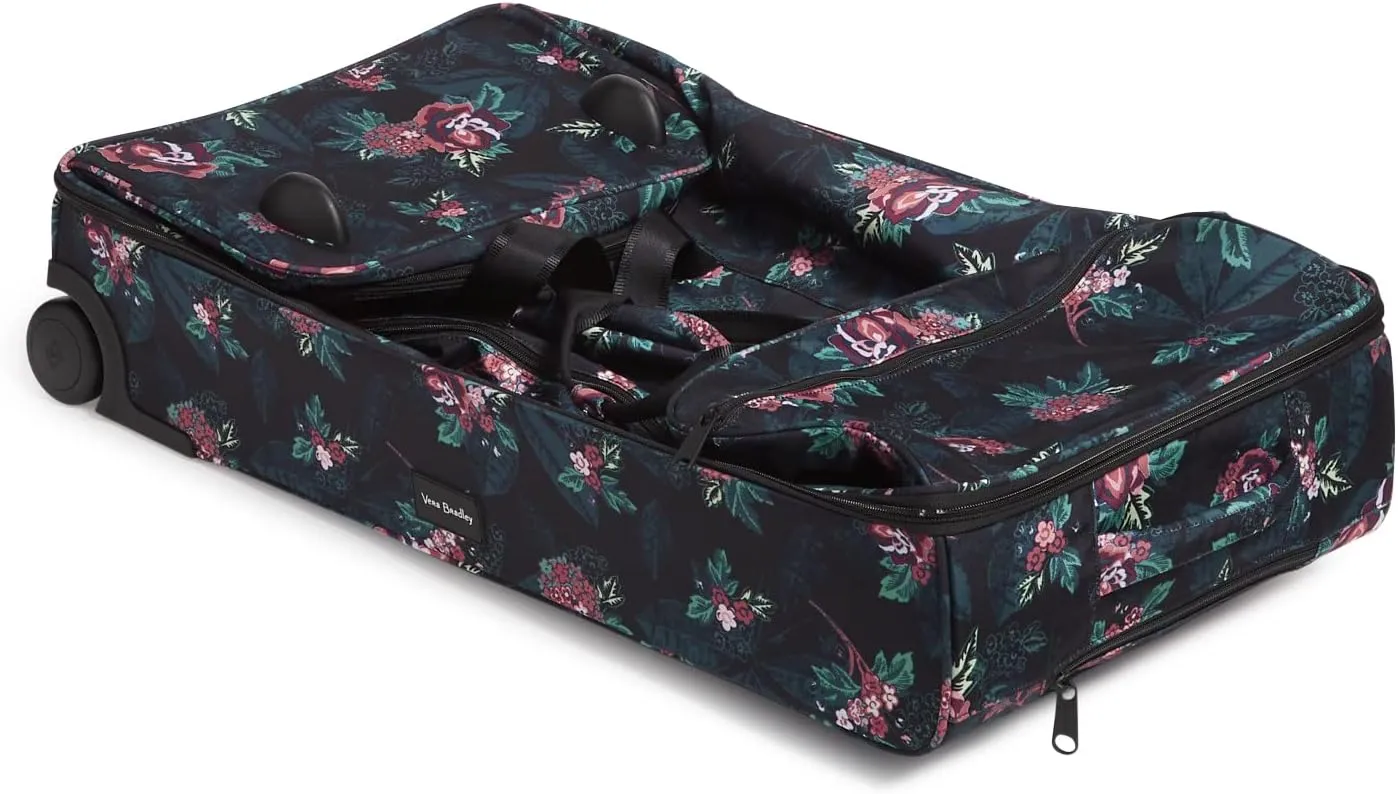 Vera Bradley Women's Recycled Lighten Up Reactive Xl Foldable Rolling Duffle Luggage, Rose Foliage, One Size