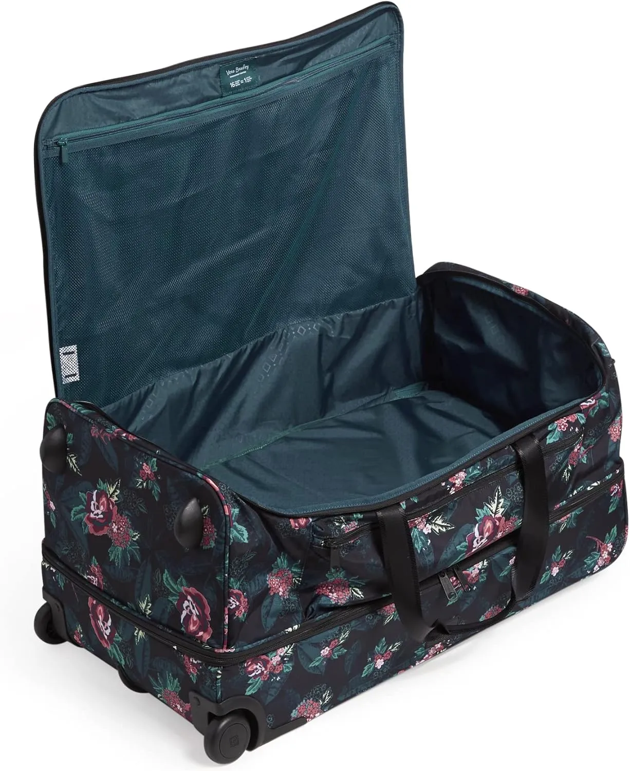 Vera Bradley Women's Recycled Lighten Up Reactive Xl Foldable Rolling Duffle Luggage, Rose Foliage, One Size