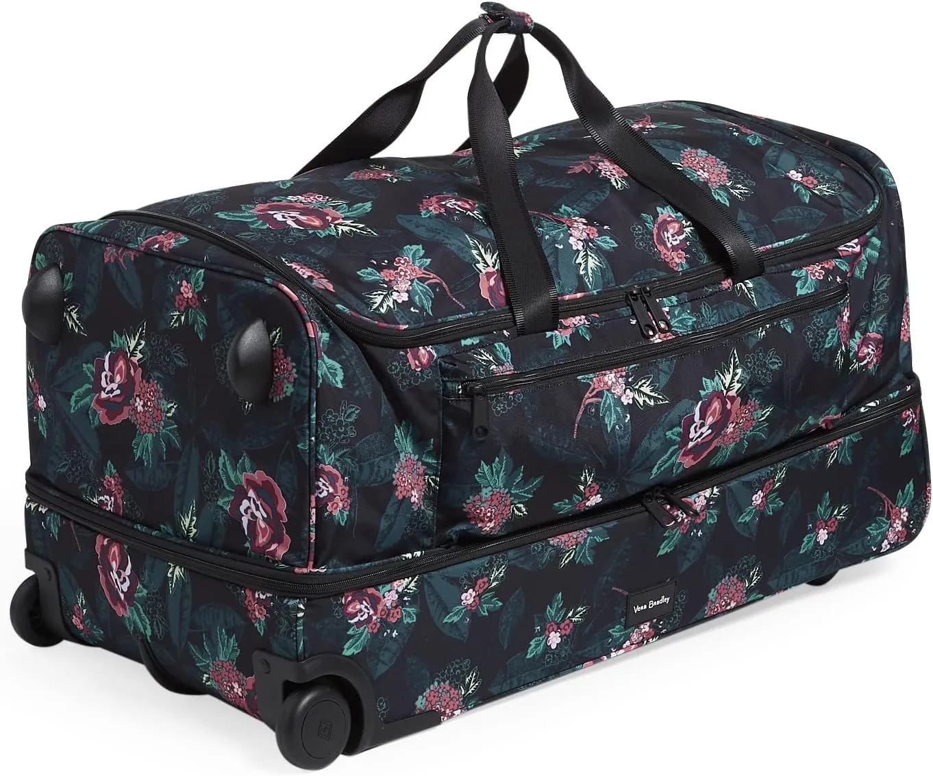 Vera Bradley Women's Recycled Lighten Up Reactive Xl Foldable Rolling Duffle Luggage, Rose Foliage, One Size