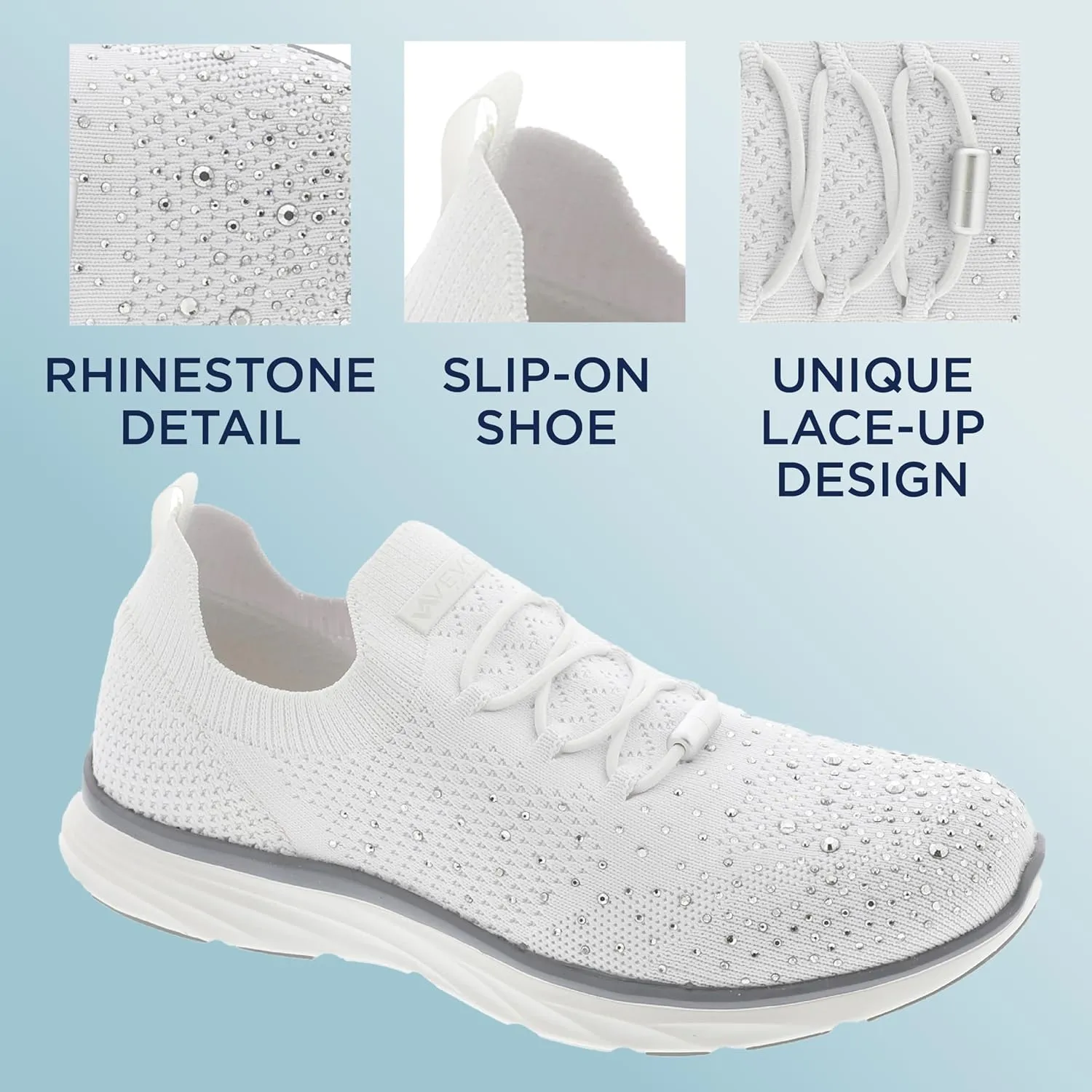 Vevo Active Women's Steffi Rhinestone Embellished Slip-On Sneaker