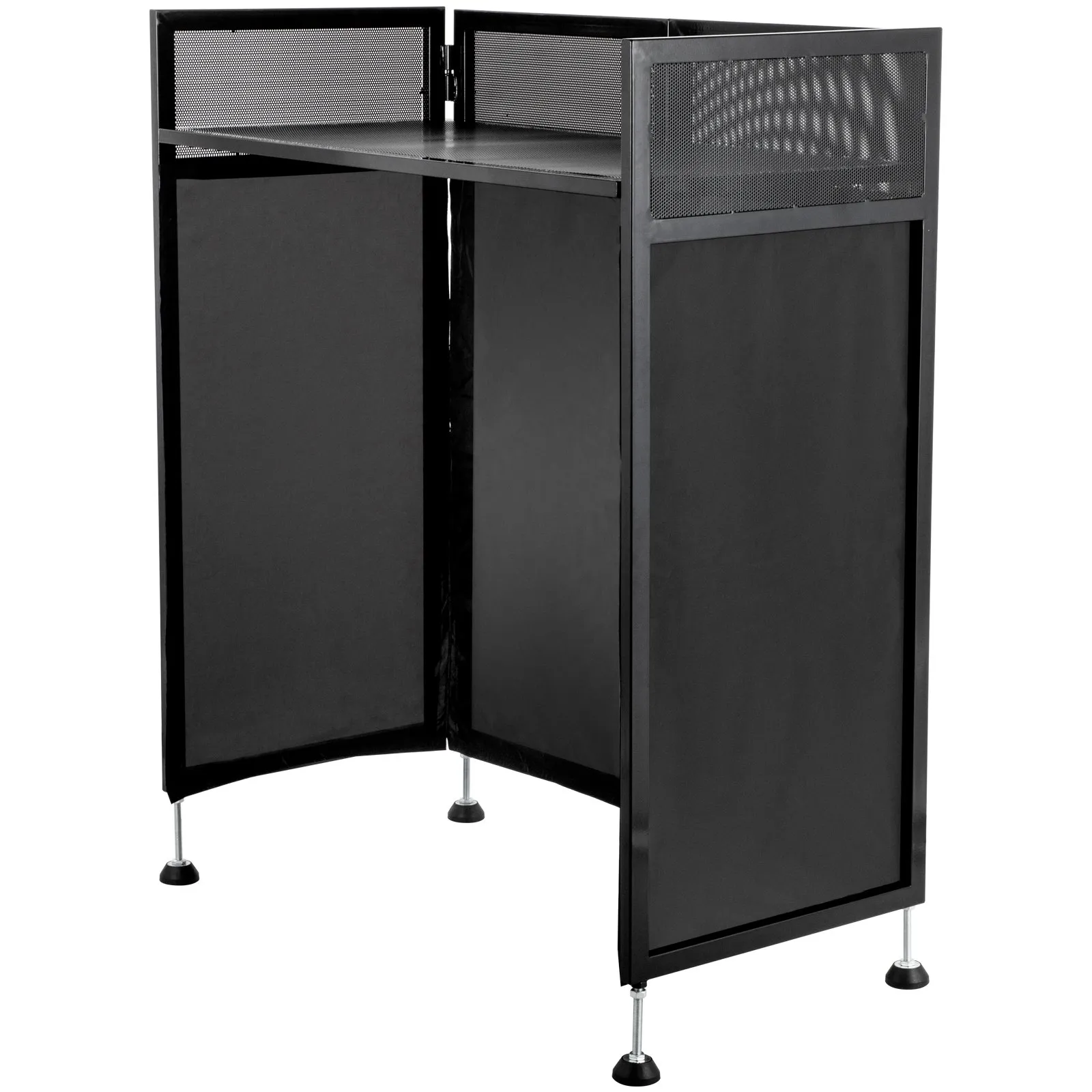 VEVOR DJ Facade Table 20x40x45 Inches, DJ Booth Flat Table Top 20x40 Inch, Adjustable DJ Event Facade with White & Black Scrim, Folding DJ Booth Metal Frame, Foldable Cover Screen