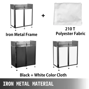 VEVOR DJ Facade Table 20x40x45 Inches, DJ Booth Flat Table Top 20x40 Inch, Adjustable DJ Event Facade with White & Black Scrim, Folding DJ Booth Metal Frame, Foldable Cover Screen