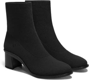 VIVAIA Amanda Women's Water-repellent Water-Repellent Stretchy UpperHeel Boot Round-Toe Booties 6.5cm/2.5" heel height Boots Extra Roomy Almond-Toe lady dress jeans Winter Fall Running Heel Boots