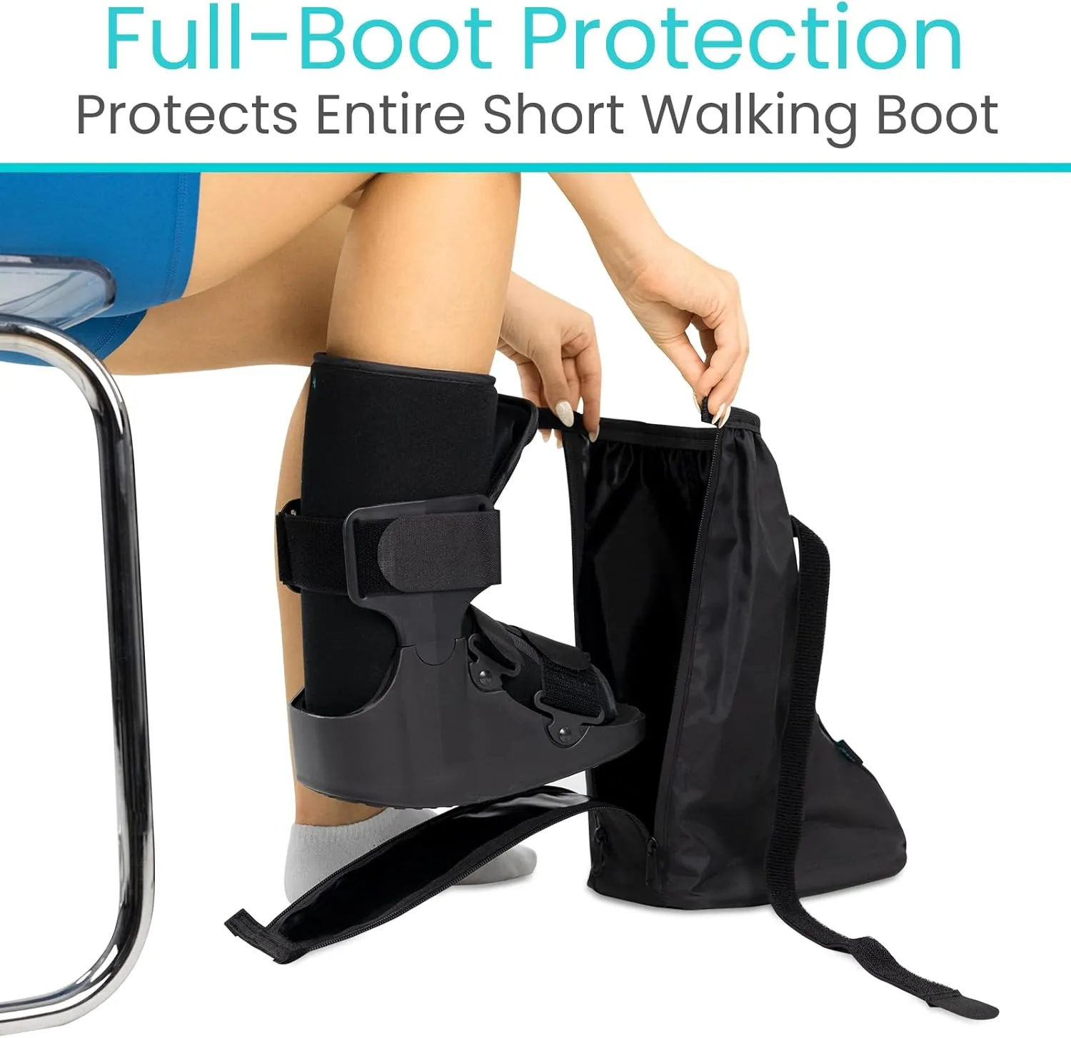 Vive Walking Boot Cover Waterproof - for Medical Orthopedic Brace & Cast, Fractured Foot Accessories - Prevents Moisture, for Outdoor, Rain, Snow Protection - Non-Slip, Adjustable