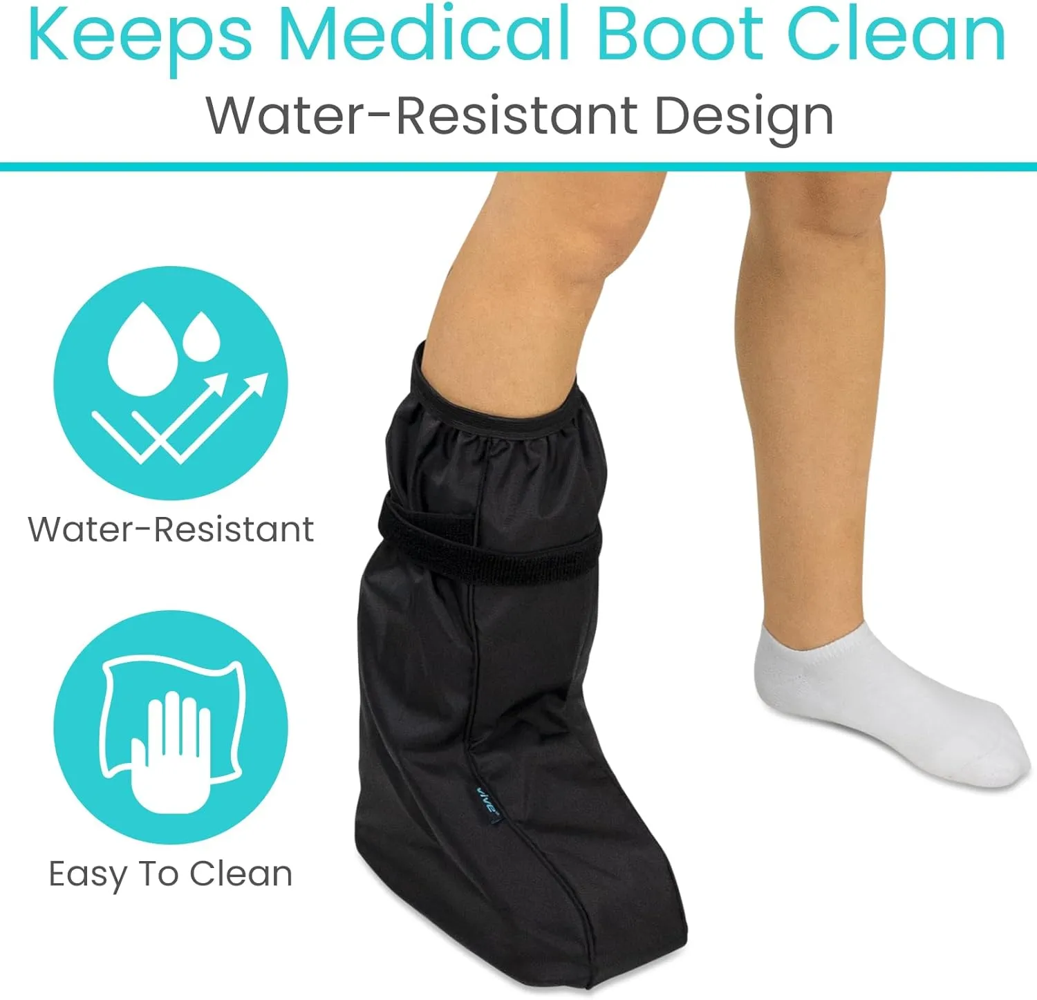 Vive Walking Boot Cover Waterproof - for Medical Orthopedic Brace & Cast, Fractured Foot Accessories - Prevents Moisture, for Outdoor, Rain, Snow Protection - Non-Slip, Adjustable