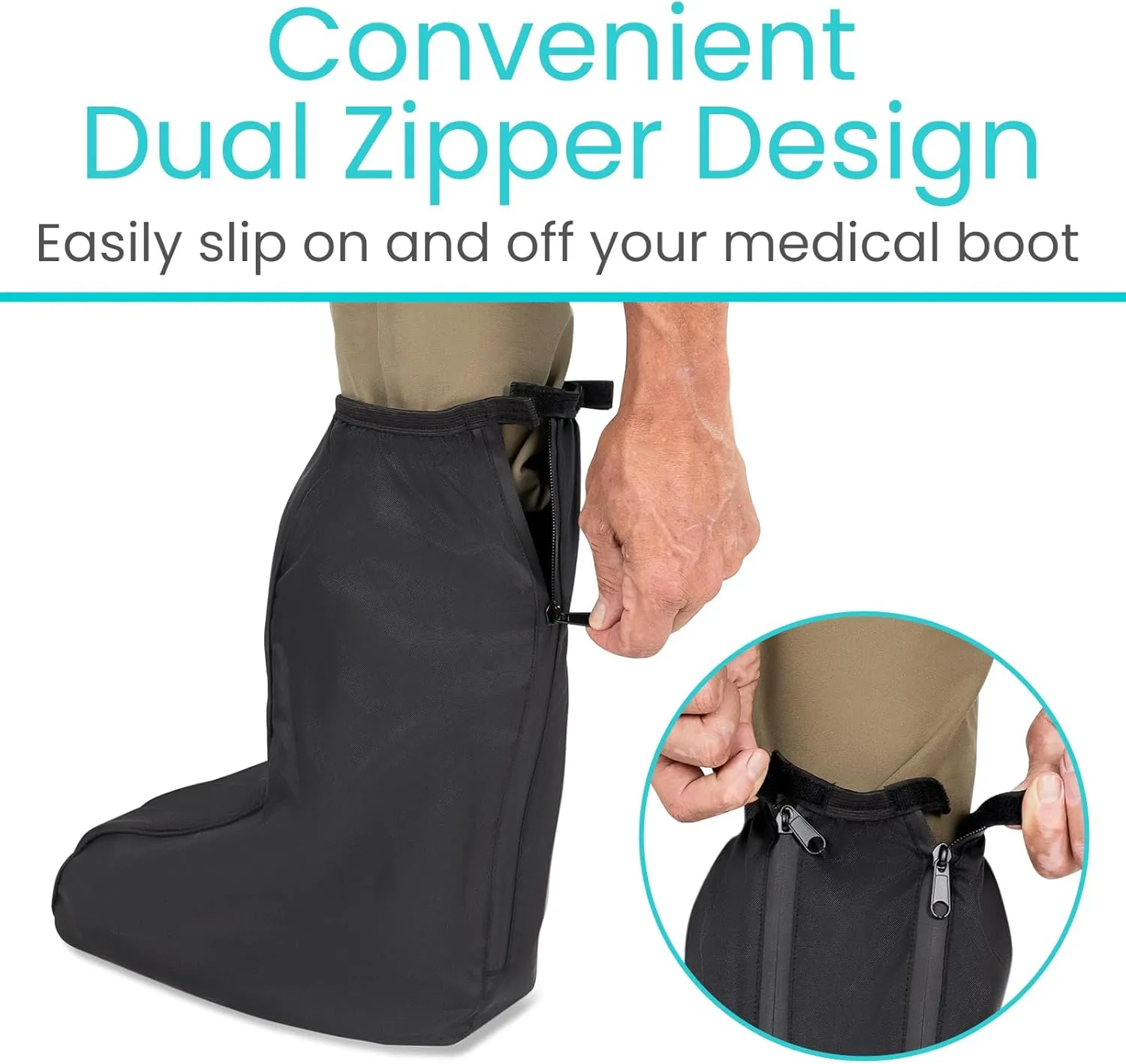 Vive Walking Boot Cover Waterproof - for Medical Orthopedic Brace & Cast, Fractured Foot Accessories - Prevents Moisture, for Outdoor, Rain, Snow Protection - Non-Slip, Adjustable