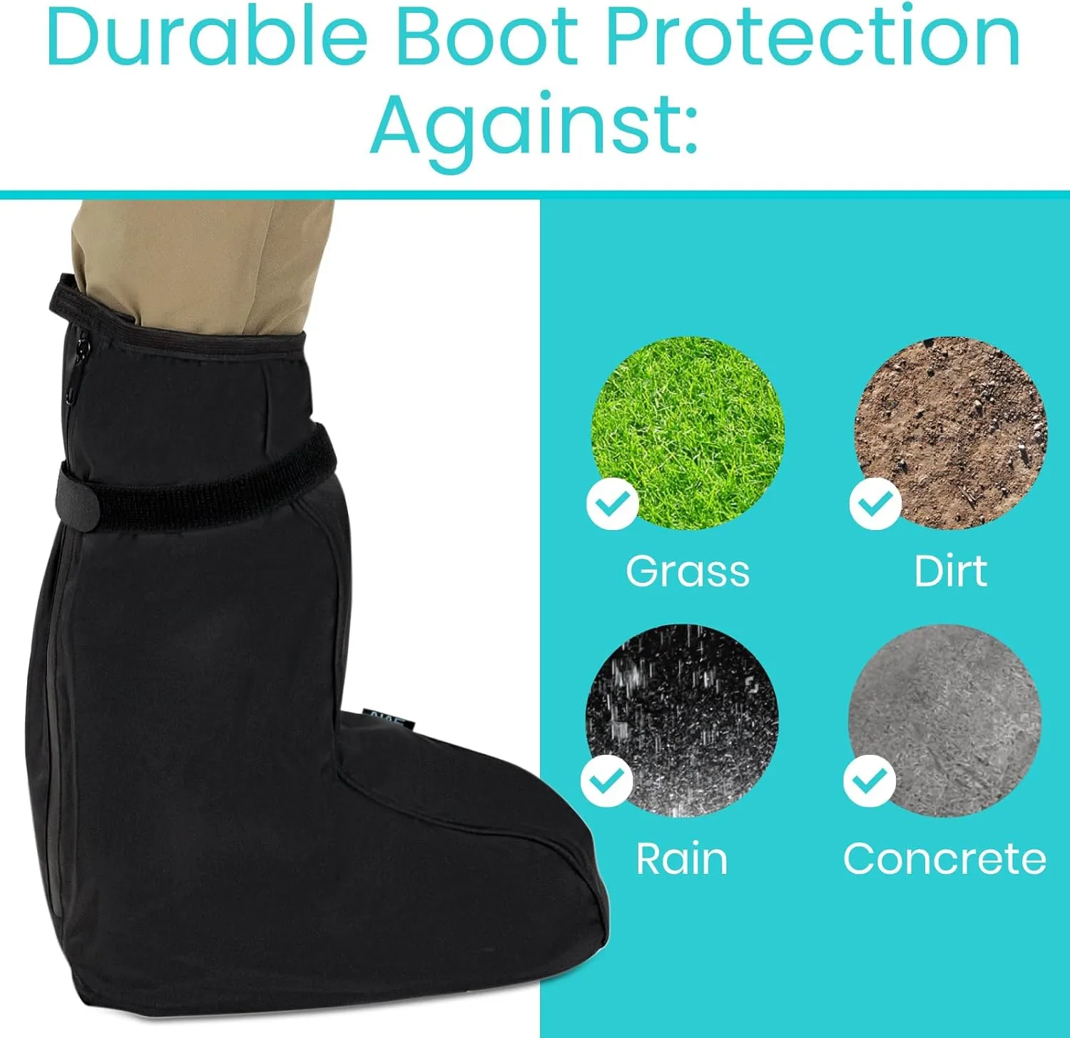 Vive Walking Boot Cover Waterproof - for Medical Orthopedic Brace & Cast, Fractured Foot Accessories - Prevents Moisture, for Outdoor, Rain, Snow Protection - Non-Slip, Adjustable
