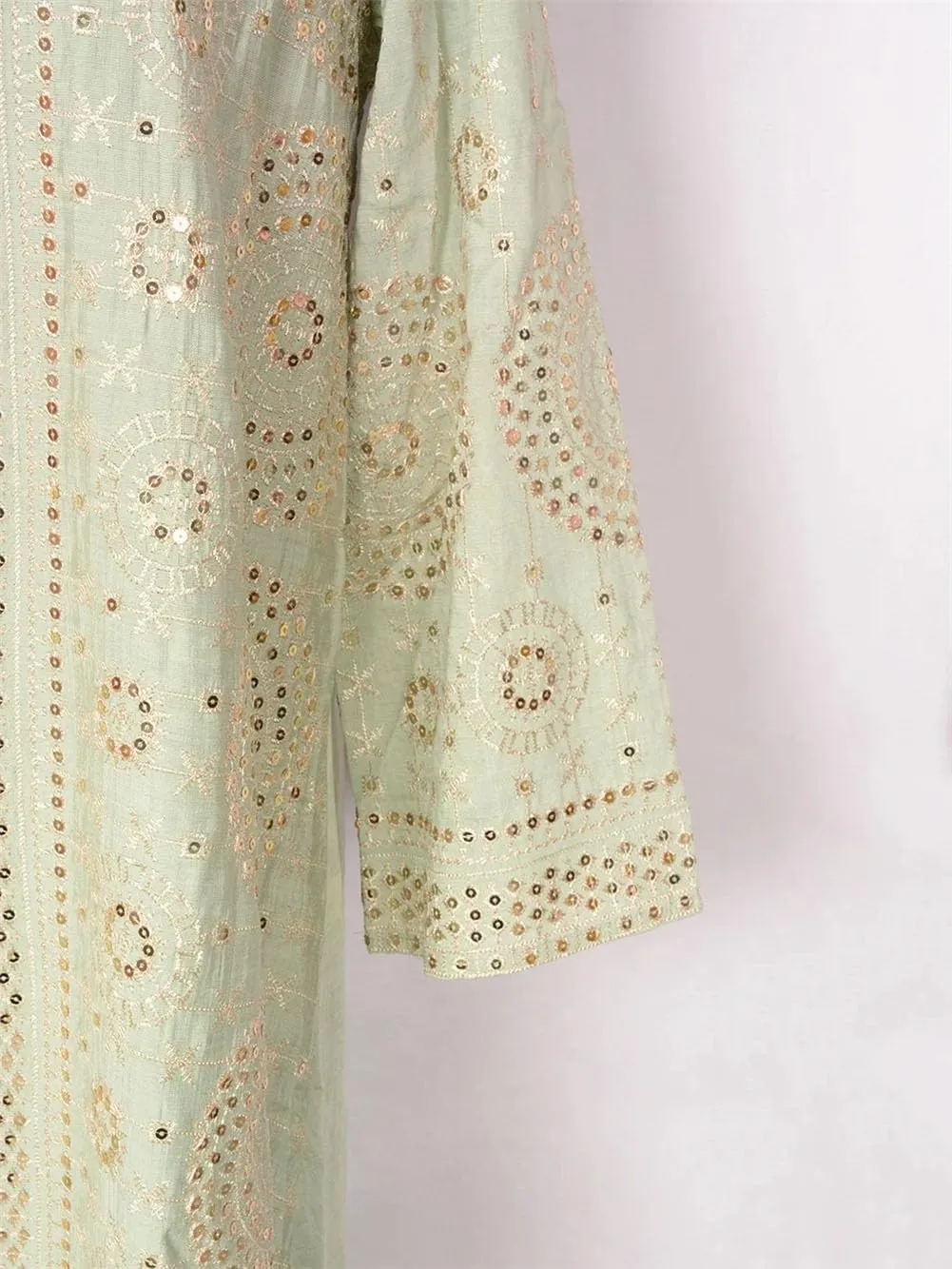 Vsadsau Women Sequin Moroccan Dress Caftan Casual Loose Robe Long Sleeve Printed Chiffon Dresses