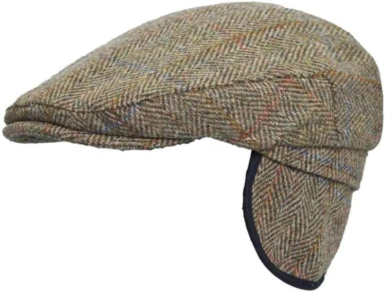 Walker and Hawkes - Harris Tweed Edward Flat Cap w/Foldable Ear Flaps