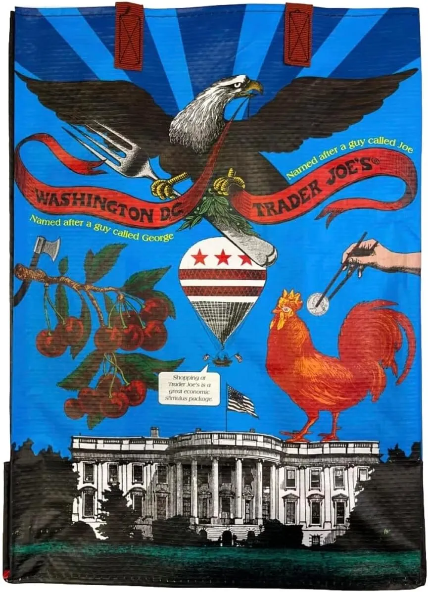 Washington D.C. Theme Trader Joe's Reusable Shopping Tote Bag, Blue
