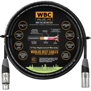 WBC-VALUELINE-2CS (22 AWG) - 5 Foot–Low-Capacitance Shielded Balanced Flexible Microphone, Active-Speaker & Interconnect Cables with Eminence Gold XLR Connectors