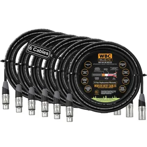 WBC-VALUELINE-2CS (22 AWG) - 6 Units - 10 Foot–Low-Capacitance Shielded Balanced Flexible Microphone, Active-Speaker & Interconnect Cables with Eminence Gold XLR Connectors