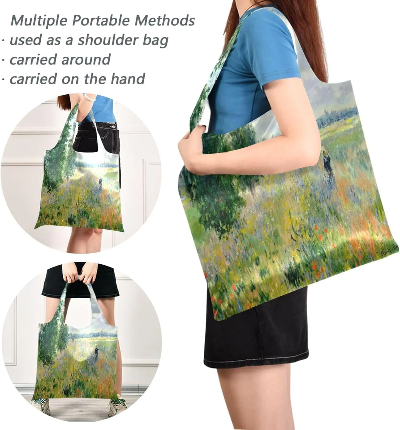 WIHVE Reusable Grocery Bag Foldable Shopping Tote Bag with Storage Pouch