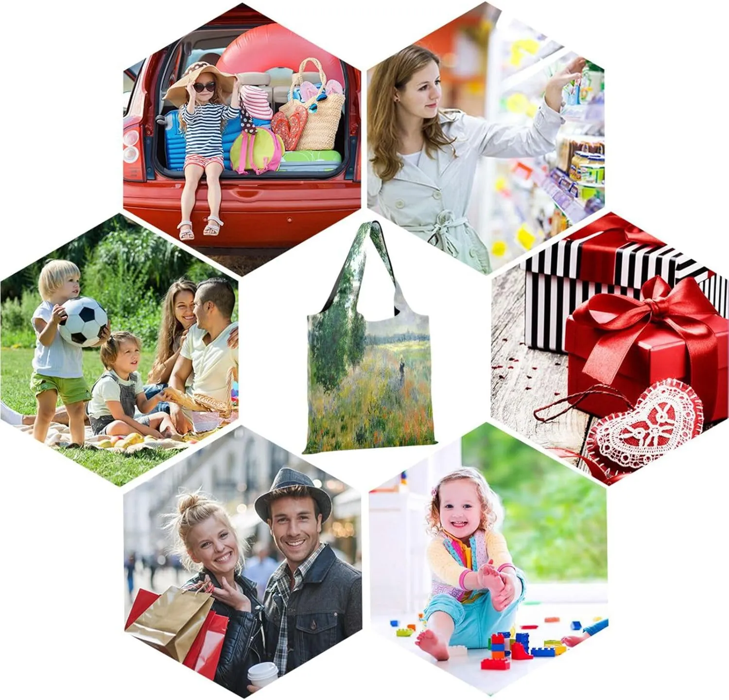 WIHVE Reusable Grocery Bag Foldable Shopping Tote Bag with Storage Pouch