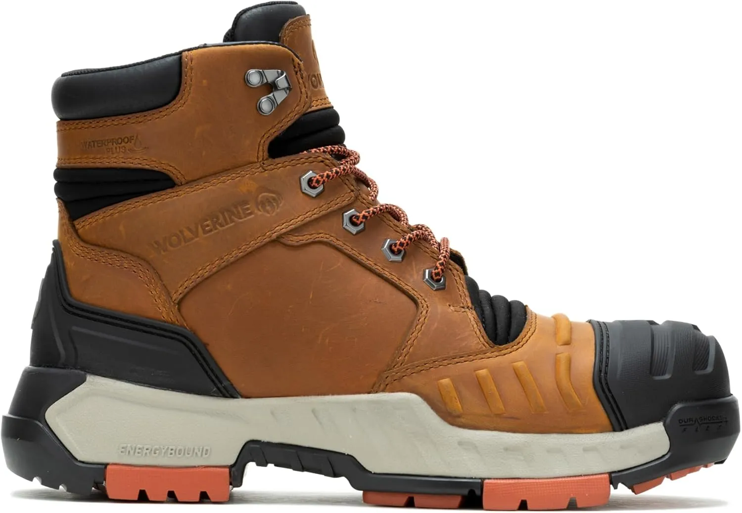 WOLVERINE Men's DuraShocks Torque Waterproof CarbonMax 6" Construction Boot