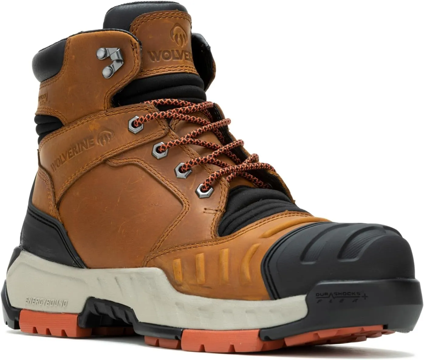 WOLVERINE Men's DuraShocks Torque Waterproof CarbonMax 6" Construction Boot