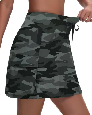 Women's 16" 20" Hiking Cargo Skort Skirt - High Waisted Golf Dressy Casual Workout Sport Skirt with Liner Quick Dry