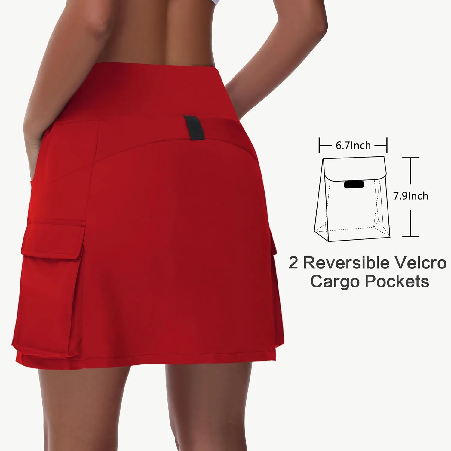 Women's 16" 20" Hiking Cargo Skort Skirt - High Waisted Golf Dressy Casual Workout Sport Skirt with Liner Quick Dry