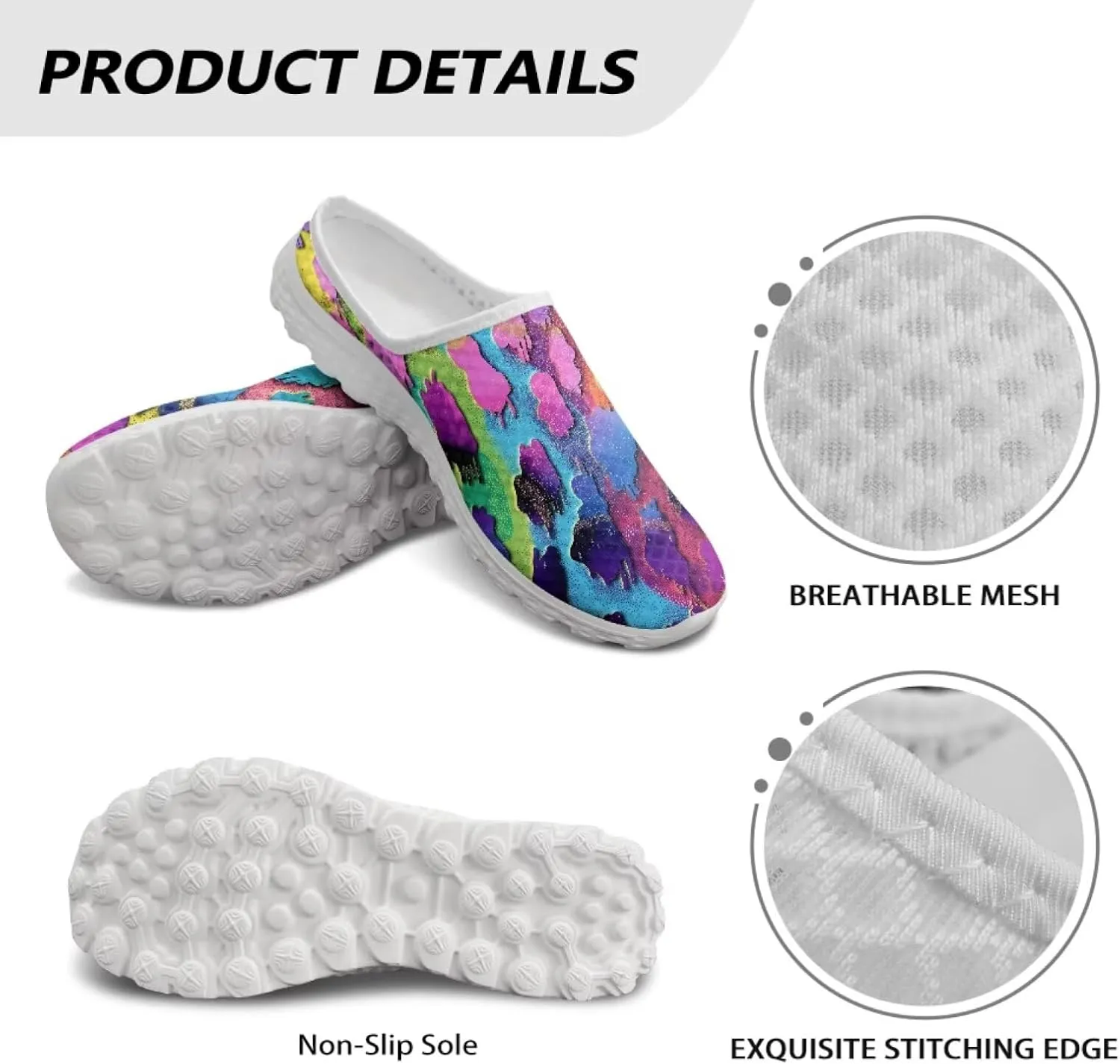 Women's Backless Walking Sneakers Slip-on Mule Shoes Closed Toe Slippers Lightweight Anti Skid Footwear