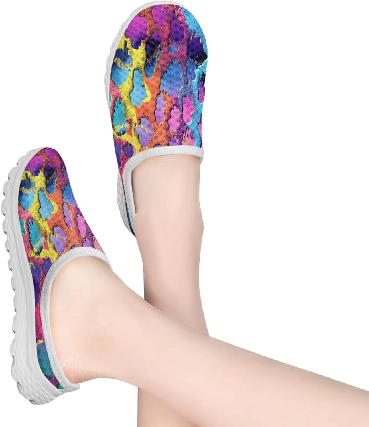 Women's Backless Walking Sneakers Slip-on Mule Shoes Closed Toe Slippers Lightweight Anti Skid Footwear