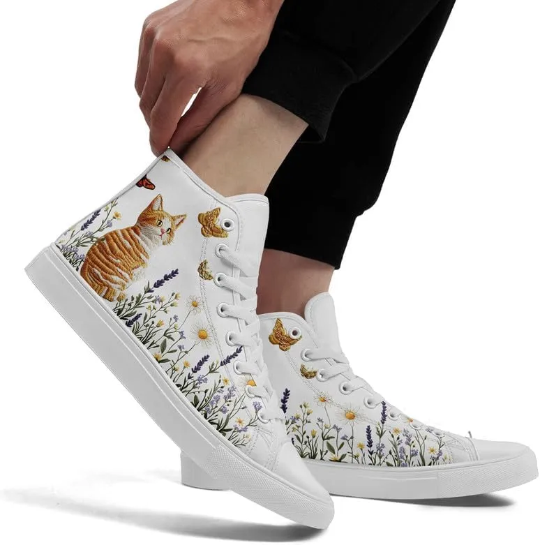 Womens Canvas Shoes High Top Sneakers Lace up Casual Trainers Plimsoles Flat Shoes