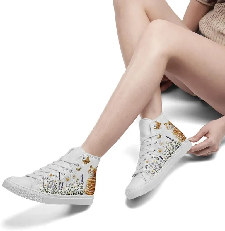 Womens Canvas Shoes High Top Sneakers Lace up Casual Trainers Plimsoles Flat Shoes