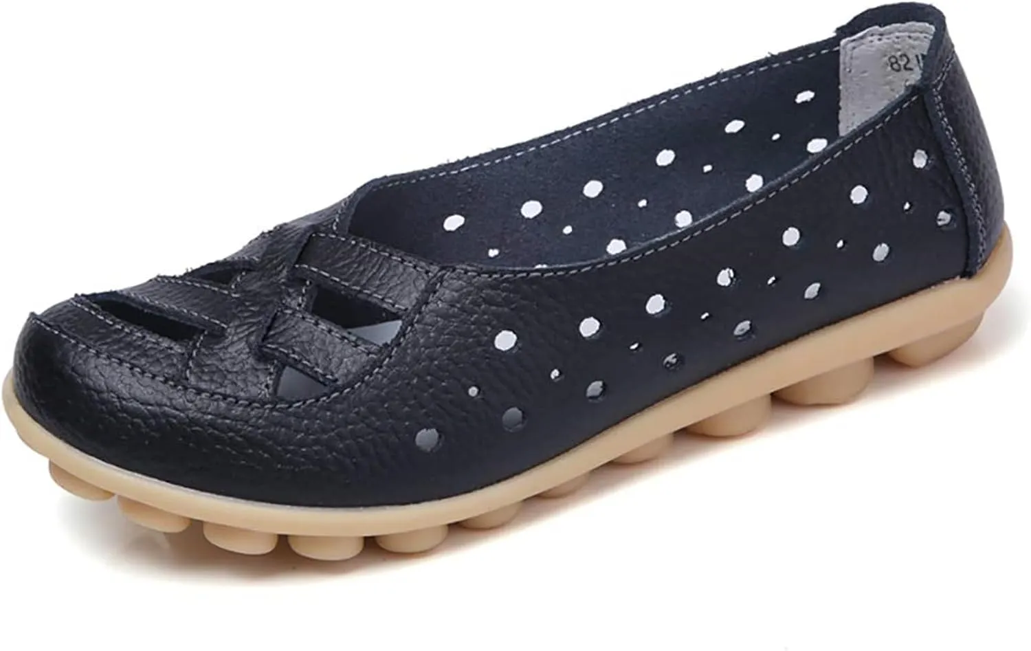 Women's Cowhide Leather Shoes Loafer Casual Slip On Shoe Driving Moccasins Closed Toe Boat Flats Walking Sandals