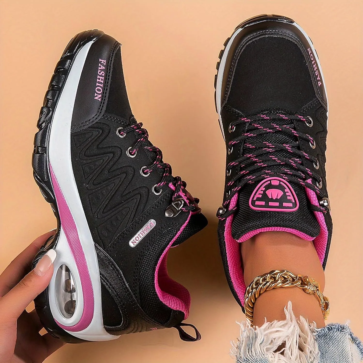 Womens Hiking Boots Orthopedic Wedge Arch Support Zipper Loafers Cloud Breathable Fahion Running Walking Causal Shoes