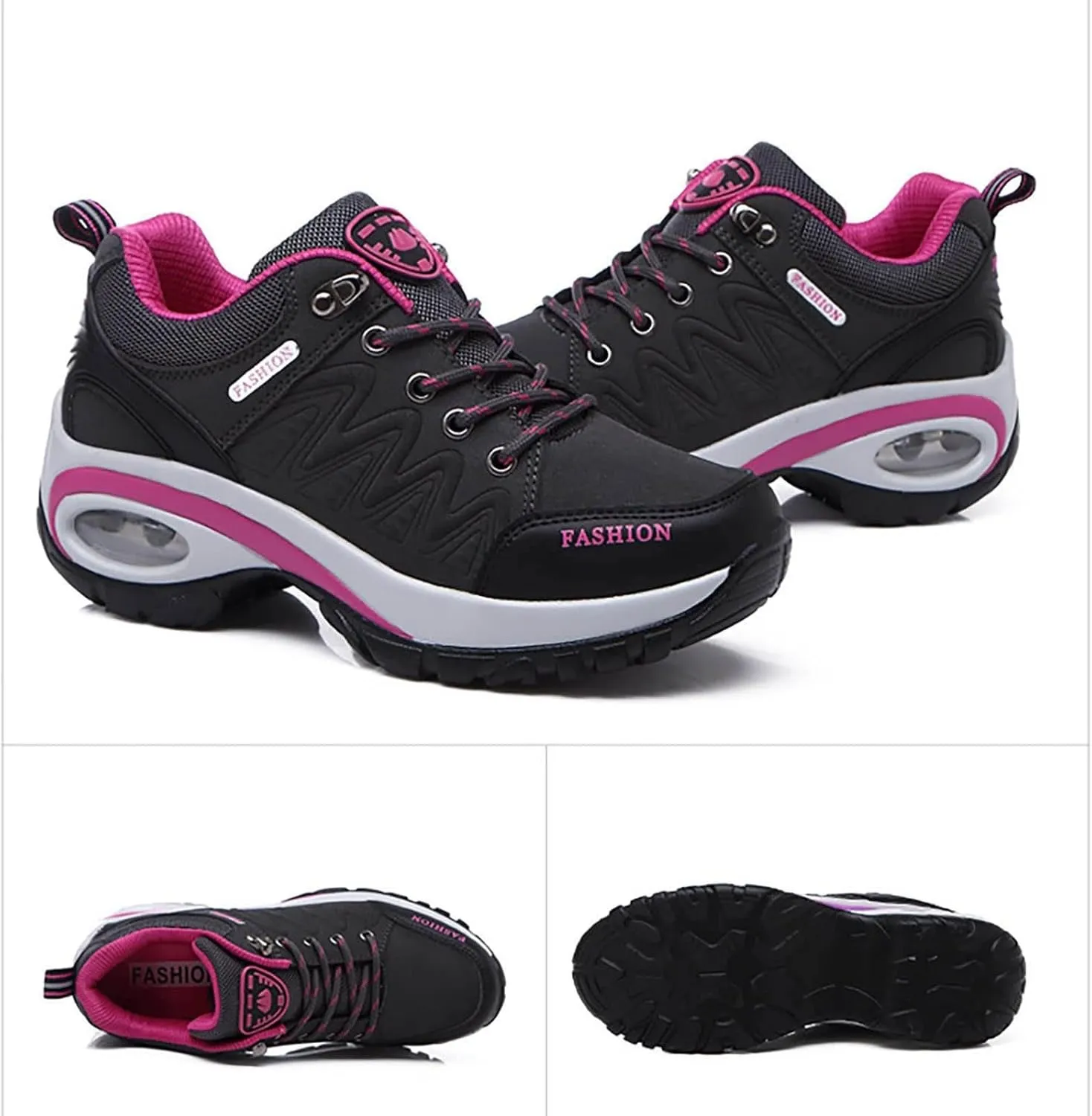 Womens Hiking Boots Orthopedic Wedge Arch Support Zipper Loafers Cloud Breathable Fahion Running Walking Causal Shoes