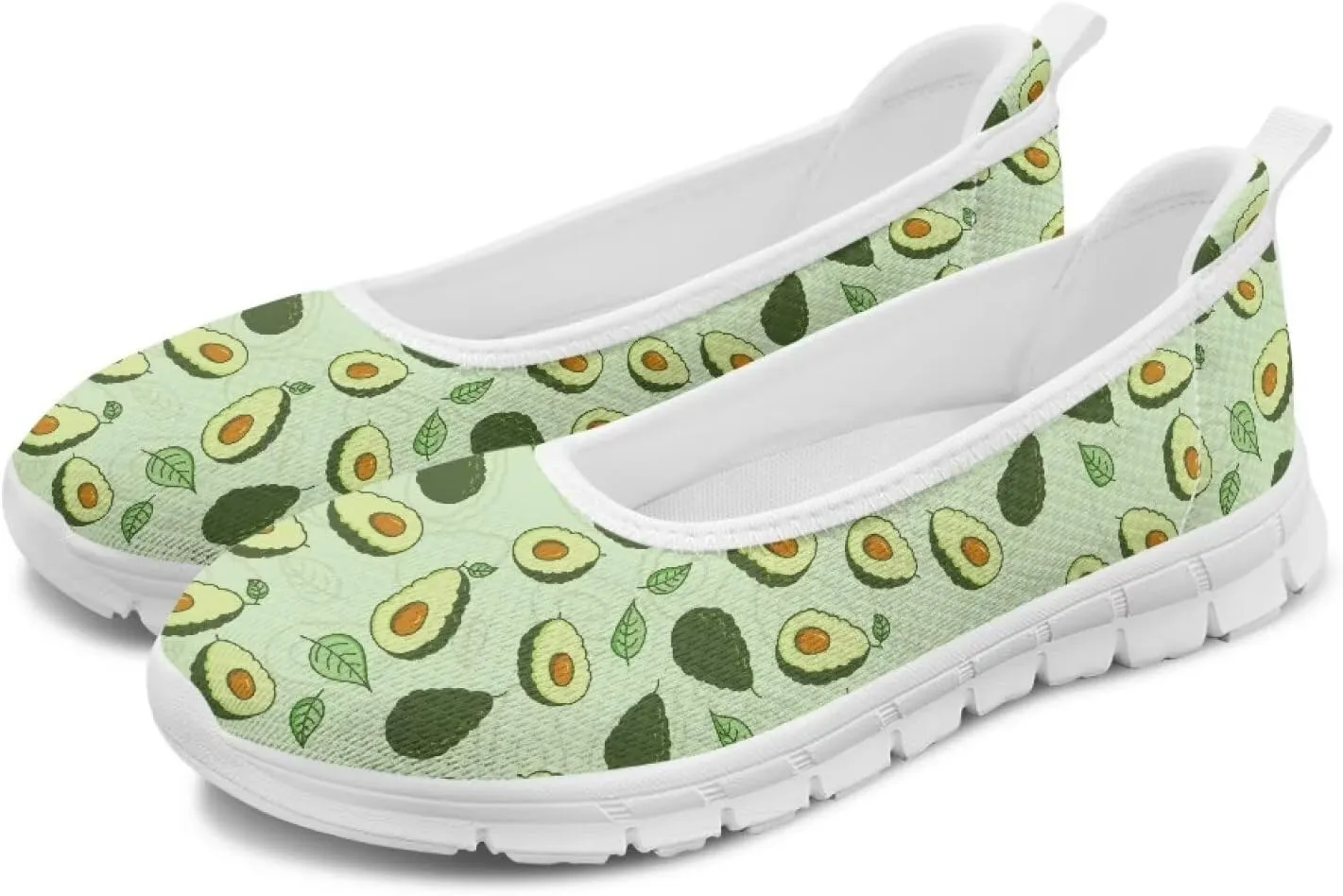 Women's Mesh Flats Shoes Breathable Slip On Shoes Casual Flats Comfortable Lightweight Walking Shoes White Sole Size 6-11