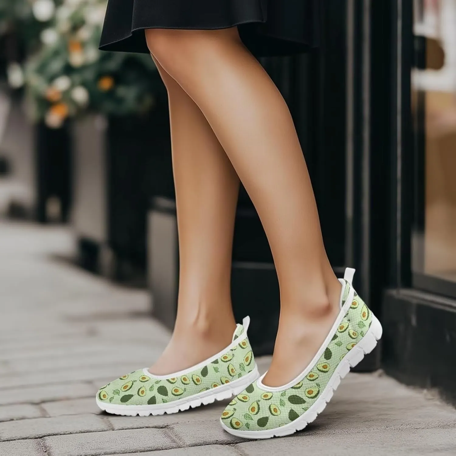 Women's Mesh Flats Shoes Breathable Slip On Shoes Casual Flats Comfortable Lightweight Walking Shoes White Sole Size 6-11