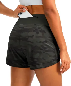 Women's Running Shorts High Waisted Quick-Dry 3 Inch Gym Workout Athletic Shorts for Women with Zipper Pocket