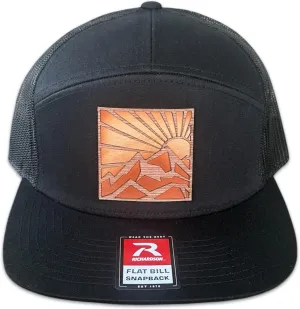 WoodHide© Mountain Sunrise Hat – Trucker Cap for Men – Richardson 112 or 168 Snapback – Outdoor Mountain Scene Baseball Hat